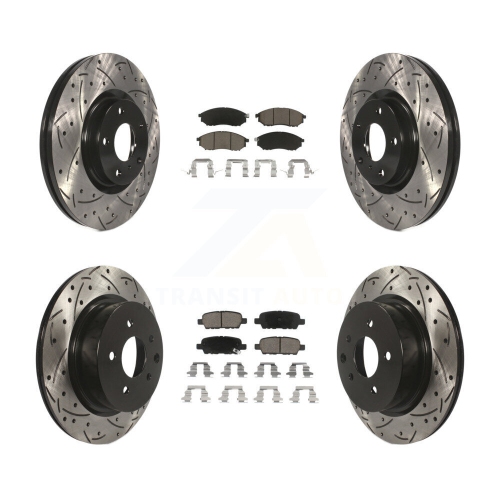 Front Rear Drill Slot Brake Rotor Ceramic Pad Kit For INFINITI G37 EX35 G35 QX50 M35 EX37 KDC-100475