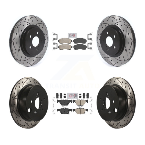 Front Rear Ceramic Pad & Coated Drilled Slotted Disc Brake Rotor Kit For Subaru Crosstrek KDA-102456