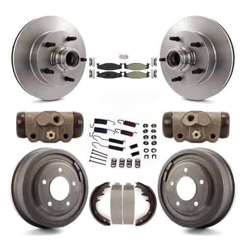 Front Rear Brake Rotors Semi-Metallic Pad & Drum Kit For Ford F-150 E-150 Econoline K8A-105459