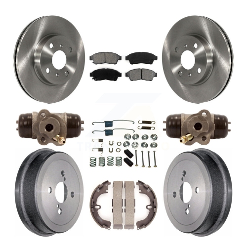 TRANSIT AUTO  Front Rear Disc Brake Rotor Semi-Metallic Pad Drum Kit (9PC) for Toyota Corolla Geo Prizm K8S-102436