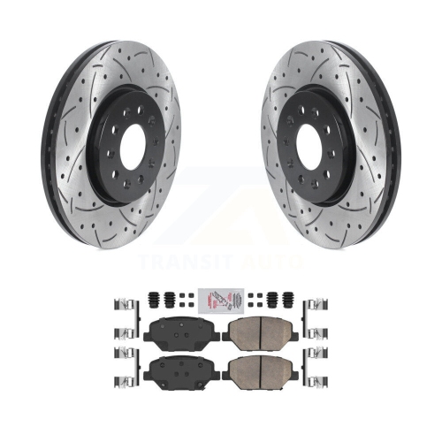 Image 1 de 10.. Kit de plaquettes en céramique pour disque de frein à fente de perceuse avant pour Chevrolet Equinox GMC terrain Buick KDA-100204