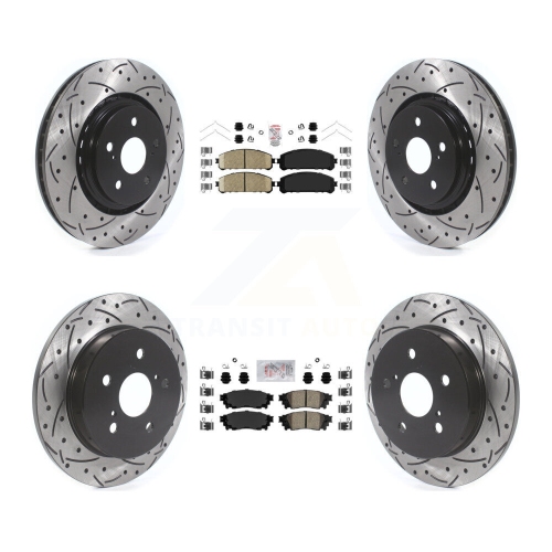 Image 1 of 10.. Front Rear Ceramic Pad Coated Drill Slot Disc Brake Rotor Kit For Toyota Camry Avalon TRD KDA-101324