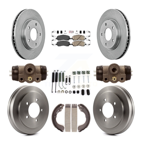Image 1 of 10.. Front Rear Disc Brake Rotors Ceramic Pads And Drum Kit For Dodge Caliber K8A-105561