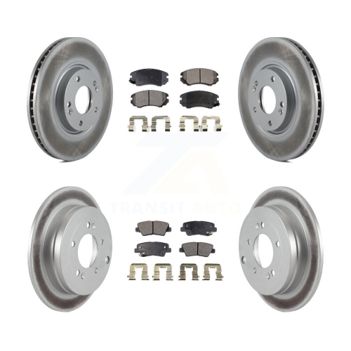 Image 1 of 10.. Front Rear Coated Disc Brake Rotor And Semi-Metallic Pad Kit For Kia Amanti Hyundai Azera KGF-100873