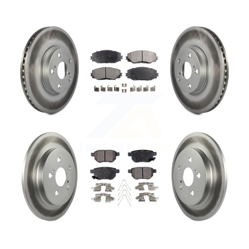 Image 1 of 10.. Front Rear Coat Brake Rotors Semi-Metallic Pad Kit For Toyota Corolla Matrix Pontiac Vibe KGF-101015