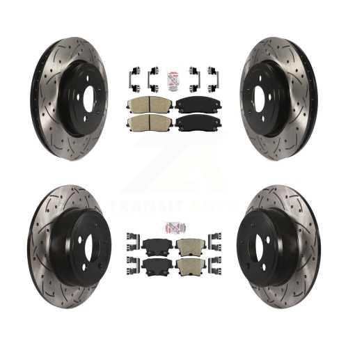 Image 1 of 10.. Front Rear Ceramic Pad Drilled Slot Brake Rotor Kit For 15-18 Dodge Charger RWD with 3.6L KDA-101064
