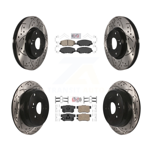 Image 1 of 10.. Front Rear Ceramic Pad Coated Drilled Slot Disc Brake Rotors Kit For 2005-2006 Honda CR-V KDA-101138