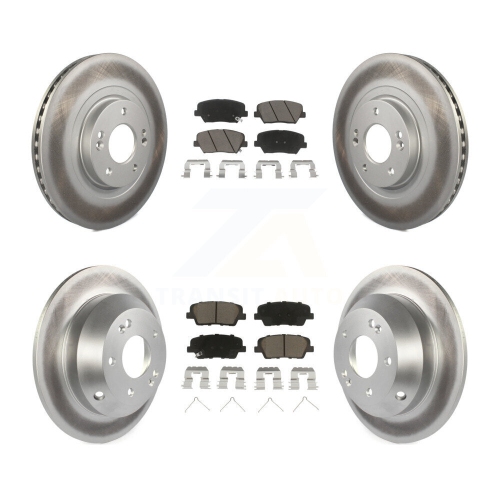 Front Rear Coated Brake Rotor & Ceramic Pad Kit For Kia Sorento With