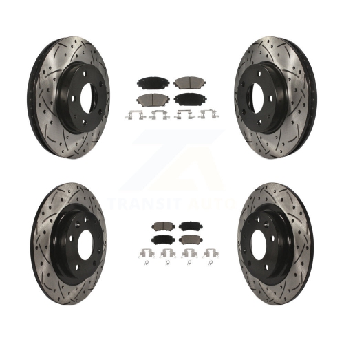 Image 1 de 10.. Disques de frein à disque à fente pour perceuse avant arrière, ensemble de plaquettes en céramique pour Mazda CX-3 2016-2018 à TA KDC-100557
