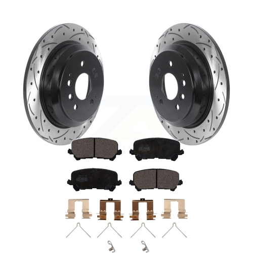 Image 1 of 10.. Rear Coat Drill Slot Disc Brake Rotors Ceramic Pad Kit For Honda Pilot Ridgeline Passport KDT-100961