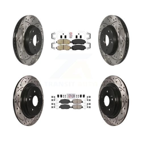 Image 1 of 10.. Front Rear Ceramic Pads And Coated Drilled Slotted Disc Brake Rotors Kit For Honda CR-V KDA-101520