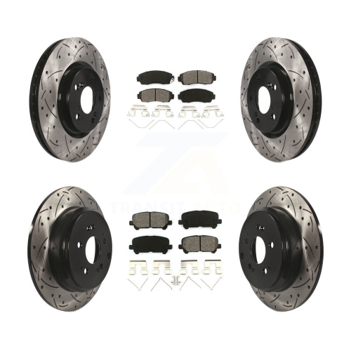 Image 1 of 10.. Front Rear Drill Slot Disc Brake Rotors Semi-Metallic Pad Kit For 2011-2014 Honda Odyssey KDS-100324