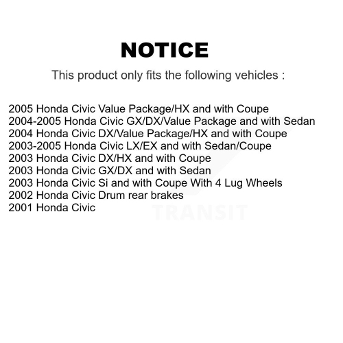 Front Rear Disc Brake Rotors Ceramic Pads And Drum Kit For Honda Civic K8A-104968