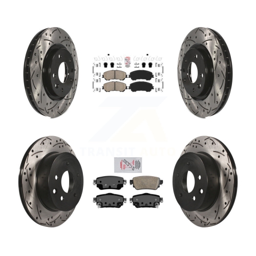 TRANSIT AUTO  Front Rear Ceramic Pad Coat Drill Slot Disc Brake Rotor Kit for 2019 Nissan Rogue Sport S Kda-100719