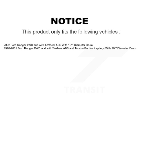 Front Rear Disc Brake Rotor Hub Assembly Semi-Metallic Pad Drum Kit For Ford Ranger K8A-105362