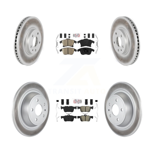 Front Ceramic Rear Semi-Metallic Pad & Coated Brake Rotor Kit For Ford Fusion Lincoln MKZ KGA-102522