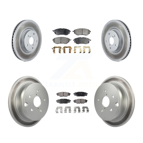 Front Rear Coated Disc Brake Rotors And Semi-Metallic Pads Kit For Subaru WRX KGF-101669