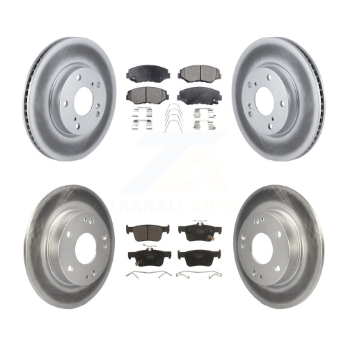 Image 1 of 10.. Front Rear Coated Disc Brake Rotors And Ceramic Pads Kit For Honda Civic KGT-101255