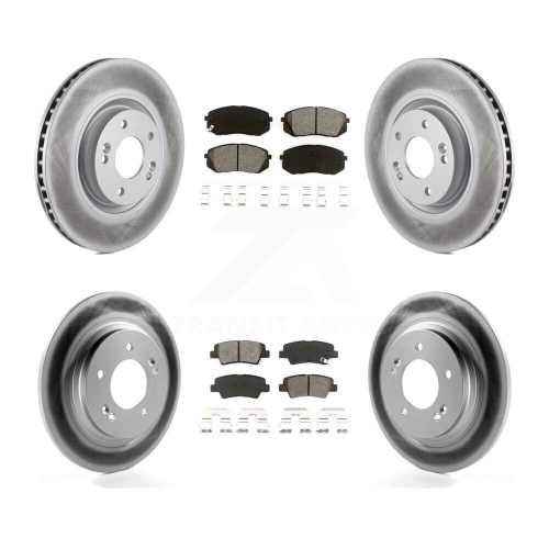 Image 1 de 10.. Disque de frein à disque à revêtement arrière avant et ensemble de plaquettes semi-métalliques pour Hyundai Sonata Kia Cadenza KGS-101075