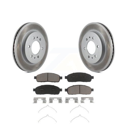 Image 1 of 10.. Front Coated Disc Brake Rotors And Ceramic Pads Kit For 2009 Ford F-150 With 6 Lug Wheels KGC-100405