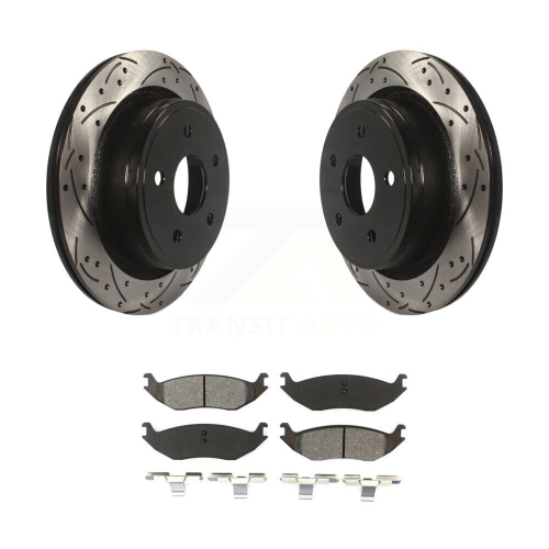 Image 1 of 10.. Rear Drill Slot Disc Brake Rotor Semi-Metallic Pad Kit For Ram 1500 Classic Dodge Durango KDS-100417