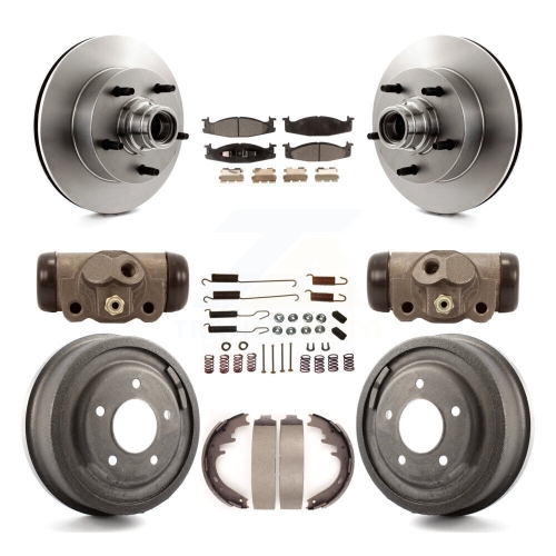 Front Rear Brake Rotor Semi-Metallic Pad And Drum Kit For Ford E-150 Econoline Club K8F-103136