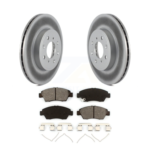 Image 1 de 10.. Disques de frein à disque recouverts à l'avant et plaquettes semi-métalliques pour Honda Fit KGS-100492 2015-2020