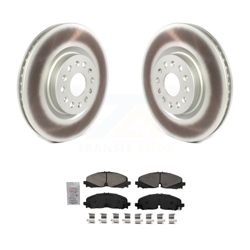 Image 1 of 10.. Front Coated Disc Brake Rotors And Ceramic Pads Kit For 2021 Cadillac XT5 XT6 KGA-100291