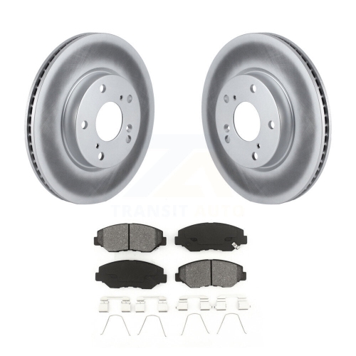 Image 1 of 10.. Front Coated Disc Brake Rotors And Semi-Metallic Pads Kit For Honda Civic KGS-100510