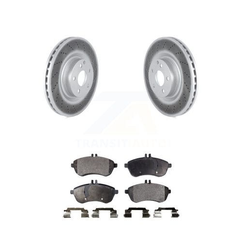 Image 1 of 10.. Front Coated Brake Rotors Ceramic Pad Kit For Mercedes-Benz C250 Coupe With Sport Package KGT-102926