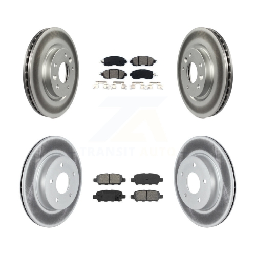 Image 1 of 10.. Front Rear Coated Disc Brake Rotors And Semi-Metallic Pads Kit For Nissan LEAF KGS-102292
