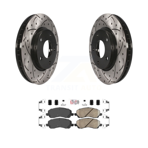 Image 1 de 10.. Ensemble disque de frein avant percé et plaquette en céramique pour Mitsubishi Lancer Dodge Caliber KDA-100328