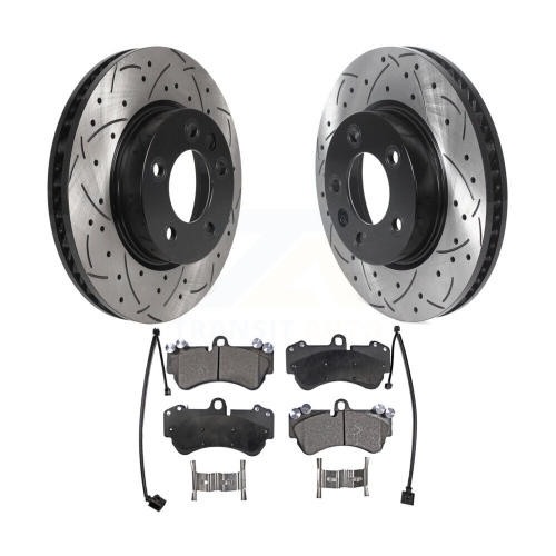 Image 1 de 10.. Plaquettes de frein à disque à fente pour perceuse avant en céramique pour Porsche Cayenne Volkswagen Touareg KDT-101013