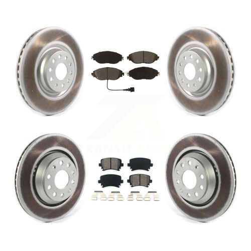 Image 1 of 10.. Front Rear Coated Disc Brake Rotors And Semi-Metallic Pads Kit For Volkswagen GTI KGS-101986