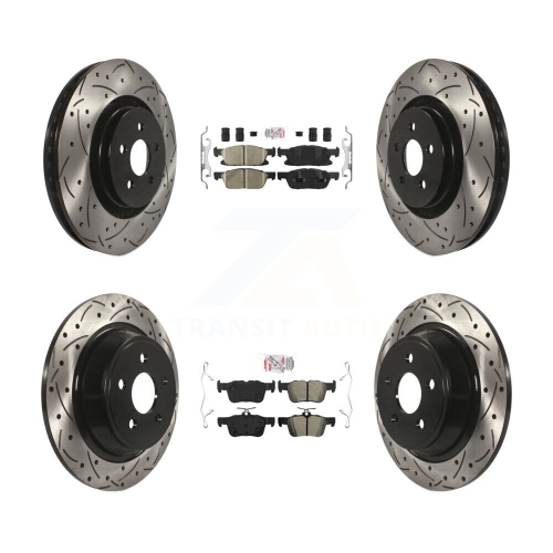 Image 1 of 10.. Front Ceramic Rear Semi-Metallic Pad Drill Slot Brake Rotor Kit For Ford Edge Lincoln MKX KDA-100613