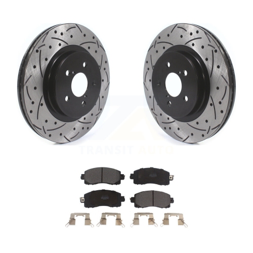 Image 1 de 10.. Kit de plaquettes semi-métalliques pour rotor de frein à disque à fente avant pour Subaru Crosstrek Impreza KDF-100639