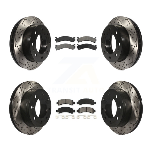 Image 1 of 10.. Front Rear Drilled Slot Brake Rotors Semi-Metallic Pad Kit For Chevrolet Express 2500 GMC KDS-100176