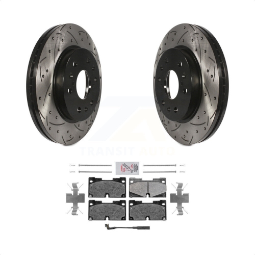 TRANSIT AUTO  Front Coated Drilled Slotted Disc Brake Rotor & Semi-Metallic Pad Kit for Gmc Sierra 1500 Kda-100505
