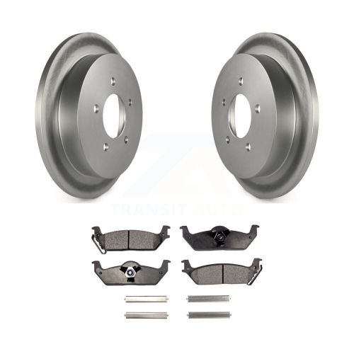 Image 1 of 10.. Rear Coated Disc Brake Rotors And Semi-Metallic Pads Kit For Ford F-150 KGF-101657