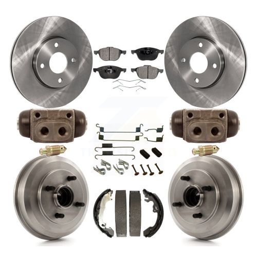 Front Rear Brake Rotor Ceramic Pad & Drum Kit For Ford Focus Wheel Bearing Included K8T-102668
