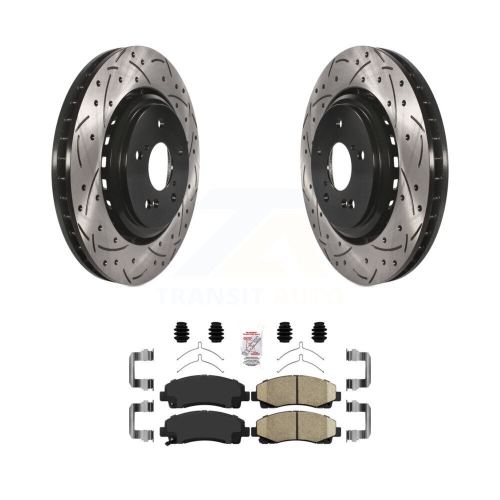 Image 1 of 10.. Front Coated Drilled Slotted Disc Brake Rotor And Ceramic Pad Kit For 2015-2020 Acura TLX KDA-100010
