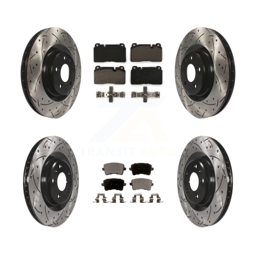 Image 1 of 10.. Front Rear Coated Drilled Slotted Disc Brake Rotors And Ceramic Pads Kit For Audi Q5 KDT-100361