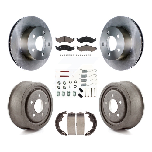 Image 1 of 10.. Front Rear Disc Brake Rotors Ceramic Pads And Drum Kit For Jeep Wrangler Cherokee K8C-102219