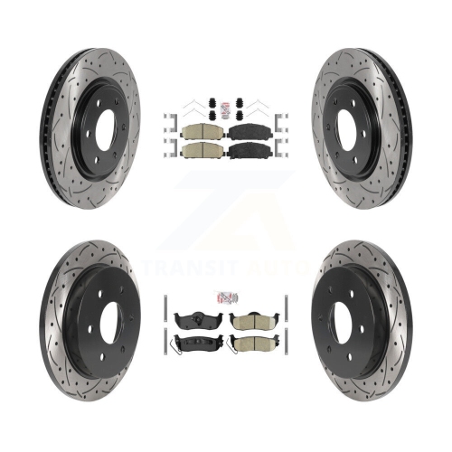 Image 1 of 10.. Front Rear Ceramic Pad Drilled Slot Brake Rotor Kit For Nissan TITAN Armada INFINITI QX56 KDA-101625