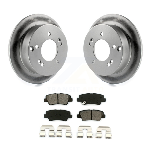 Image 1 of 10.. Rear Coated Disc Brake Rotors And Semi-Metallic Pads Kit For Hyundai Sonata 2.4L KGS-101310