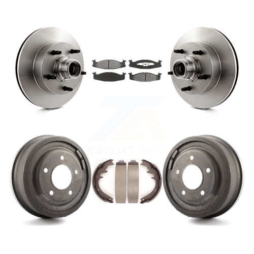 Front Rear Brake Rotor Hub Semi-Metallic Pad Drum Kit For Ford E-150 Econoline Club Wagon K8S-103464