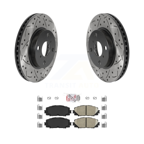 TRANSIT AUTO  Front Coat Drill Slot Disc Brake Rotors Ceramic Pad Kit for Toyota Yaris Prius C Scion Iq Kda-100051