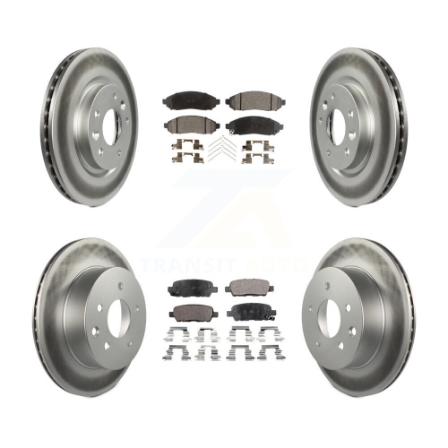 Front Rear Coated Disc Brake Rotors And Semi-Metallic Pads Kit For Nissan LEAF KGF-101151