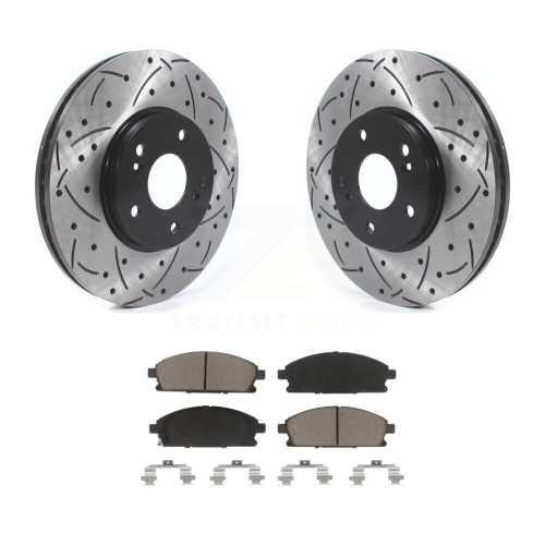 Front Coated Drilled Slotted Disc Brake Rotor And Ceramic Pad Kit For 2003-2006 Acura MDX KDC-100236