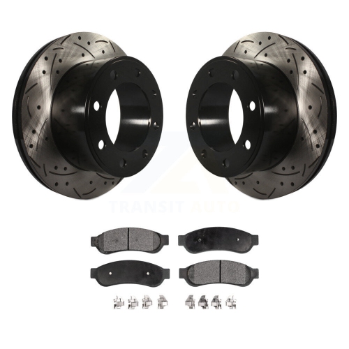 Kit de plaquettes en céramique pour disque de frein à fente percé au revêtement arrière pour Ford F-250 Super Duty F-350 KDT-100456
